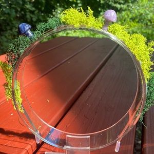 Blue & Purple Crystal Mushroom metal Headband with Moss